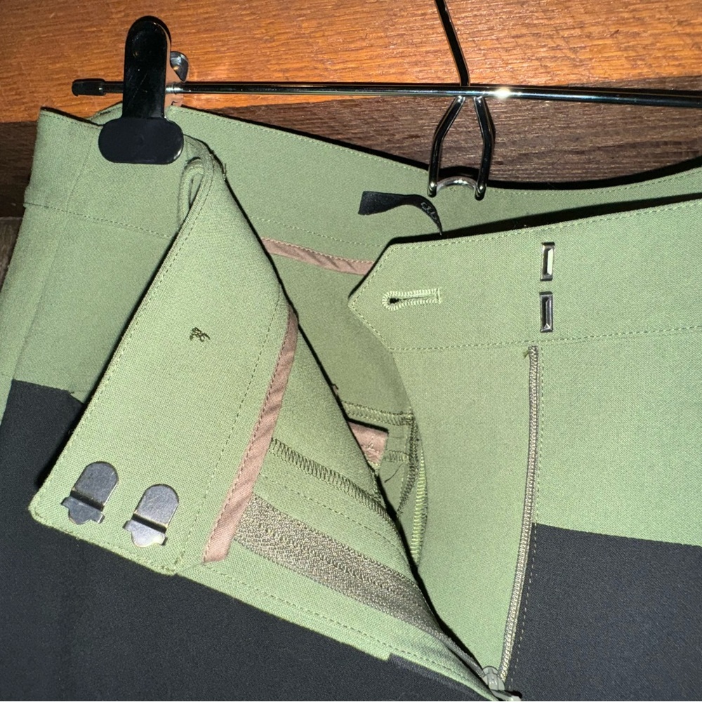 Tibi Army Green Black Color Block Pants Size 4 - image 6